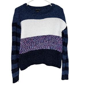 Navy and Purple Striped Crew Neck Sweater